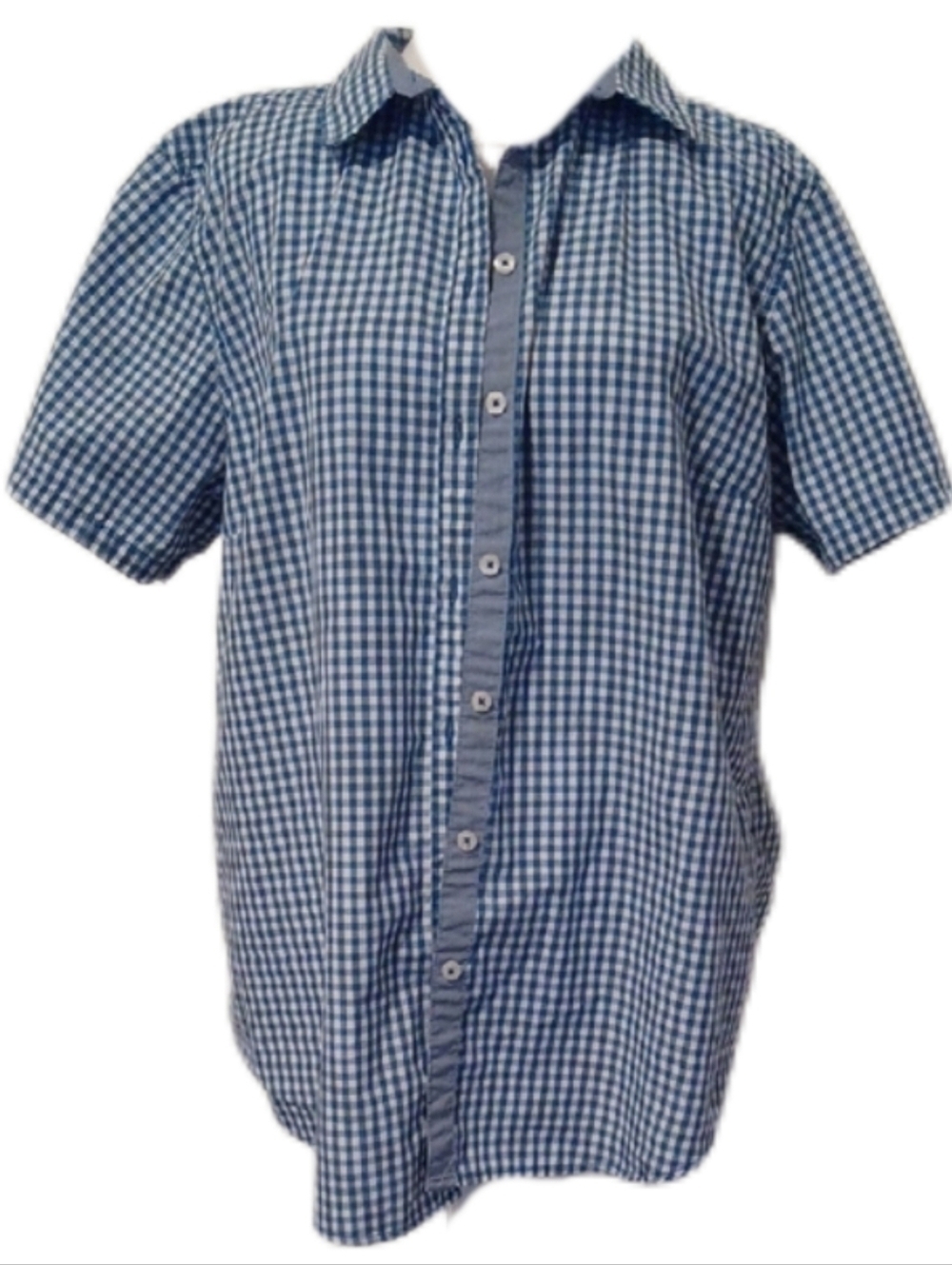 × Urban Blue Gingham Short Sleeve Button-Down Shirt Women's Size Large